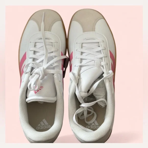 Adidas VL Court 3.0 Kids White and Pink Shoes - Picture 4 of 6